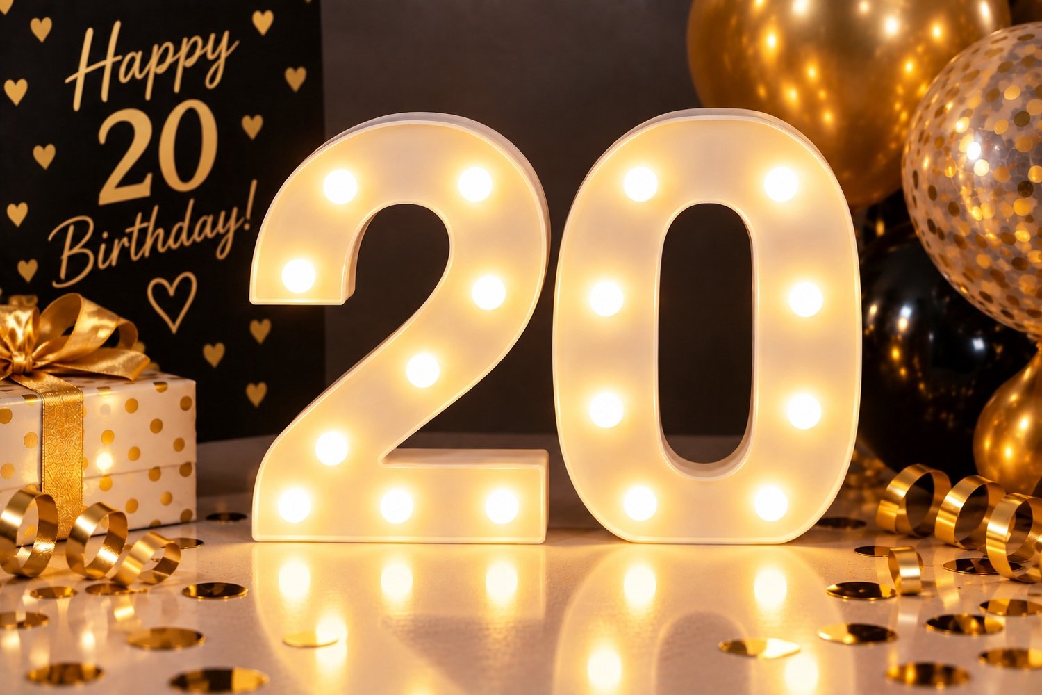 Lichtgevende Cijfers 20 – 22 cm Hoog – LED Verlichting – Op Batterijen – Verjaardag & Jubileum