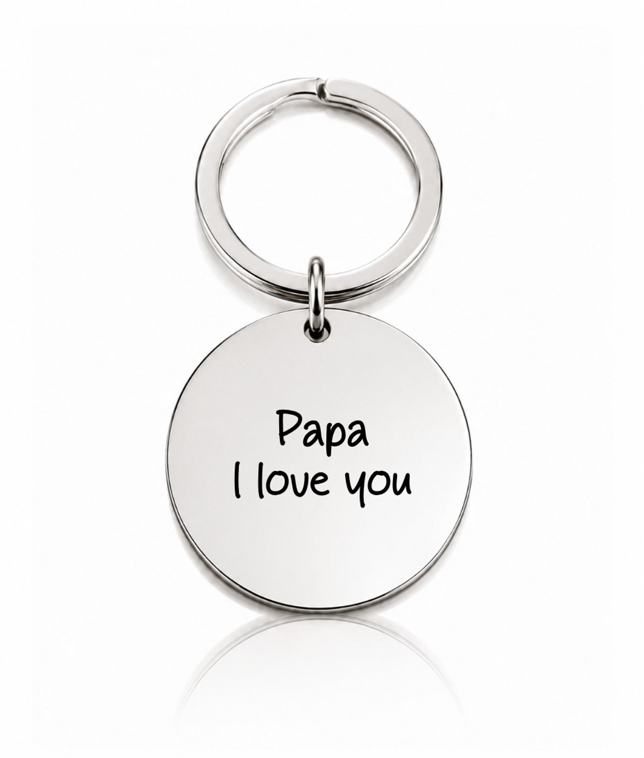 Maevi® Sleutelhanger voor Papa - Formaat: 30mm / 3cm - Kleur: Zilver - Kraamcadeau - Papa, I love you - Geboorte Cadeau - Incl. Luxe Verpakking - Personaliseren / Graveren Mogelijk - Hoge Kwaliteit RVS / Roestvrijstaal / Stainless Steel