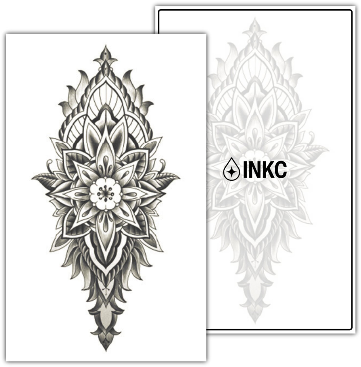 INKC - Tijdelijke Tattoo - Lotusblad - Nep Tattoo - Plak Tattoos - Blijft tot 2 weken - 11 x 18cm