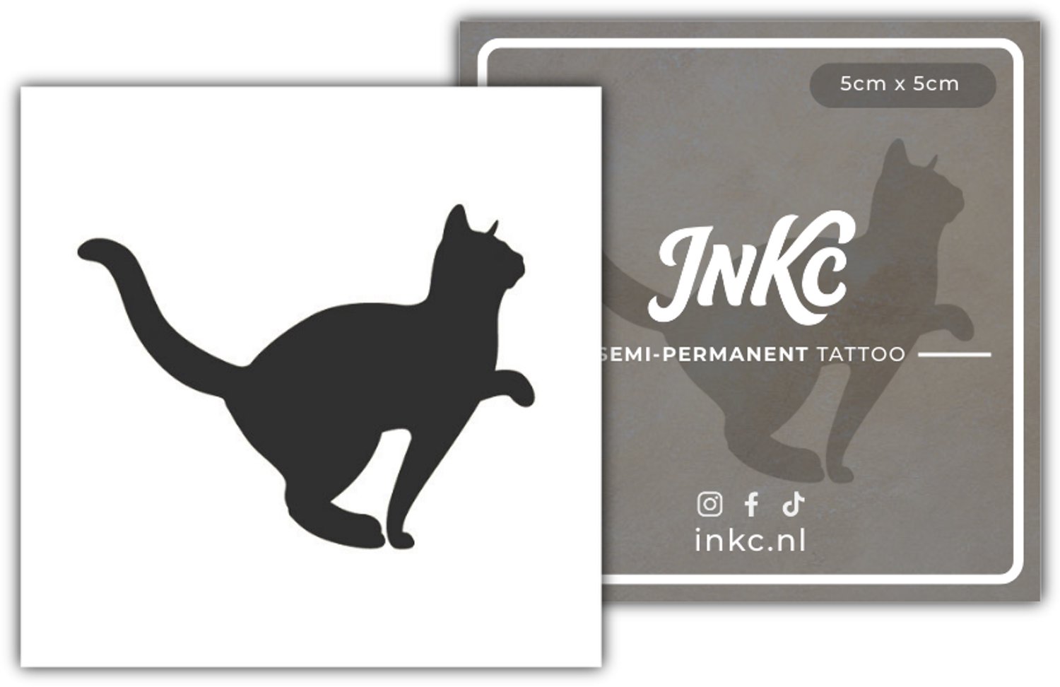 INKC - Tijdelijke Tattoo - Silhouette Kat - Nep Tattoo - Plak Tattoos - Blijft tot 2 weken - 5 x 5cm