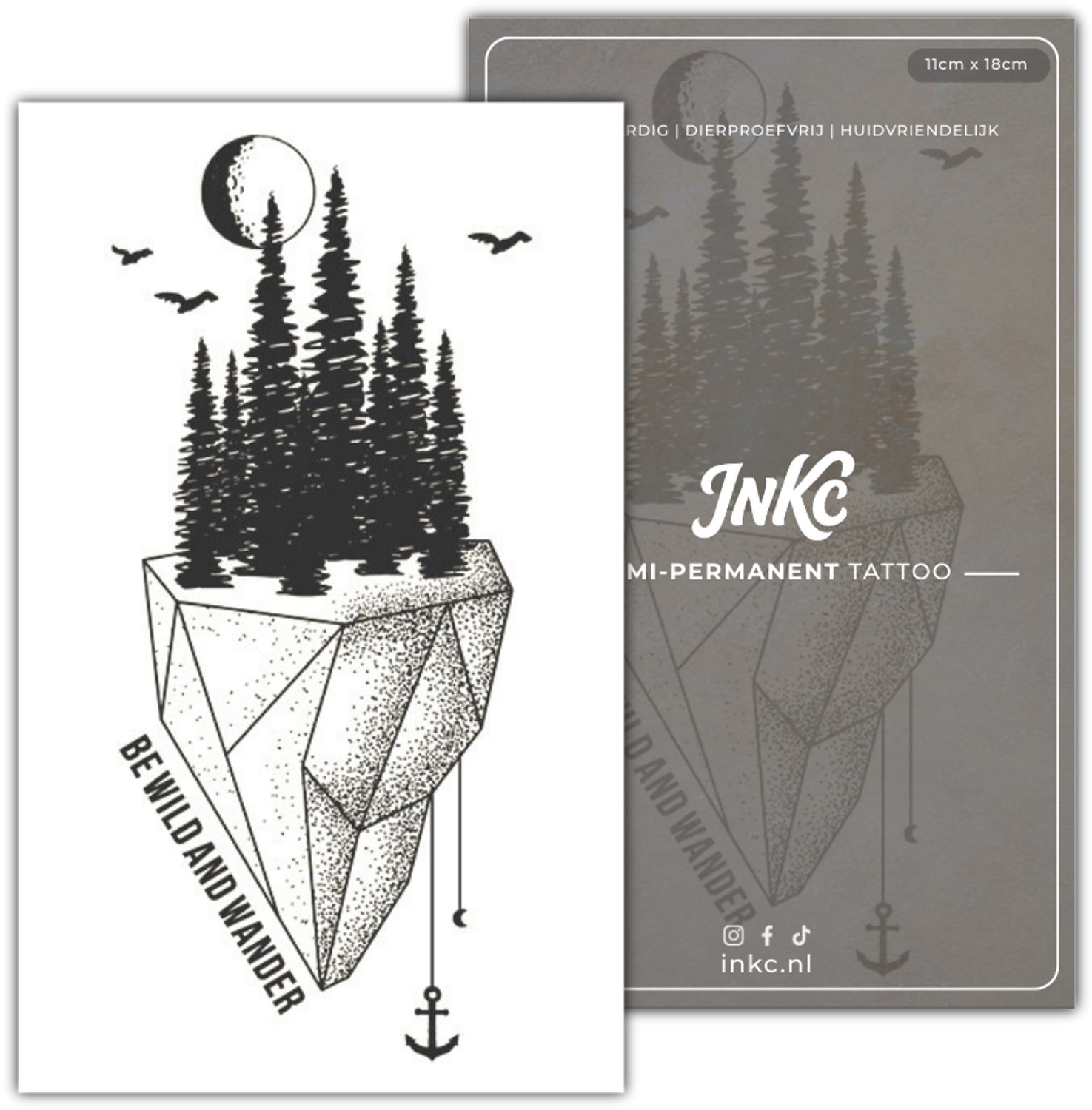 INKC - Tijdelijke Tattoo - Zwevende Natuur - Nep Tattoo - Plak Tattoos - Blijft tot 2 weken - 11 x 18cm