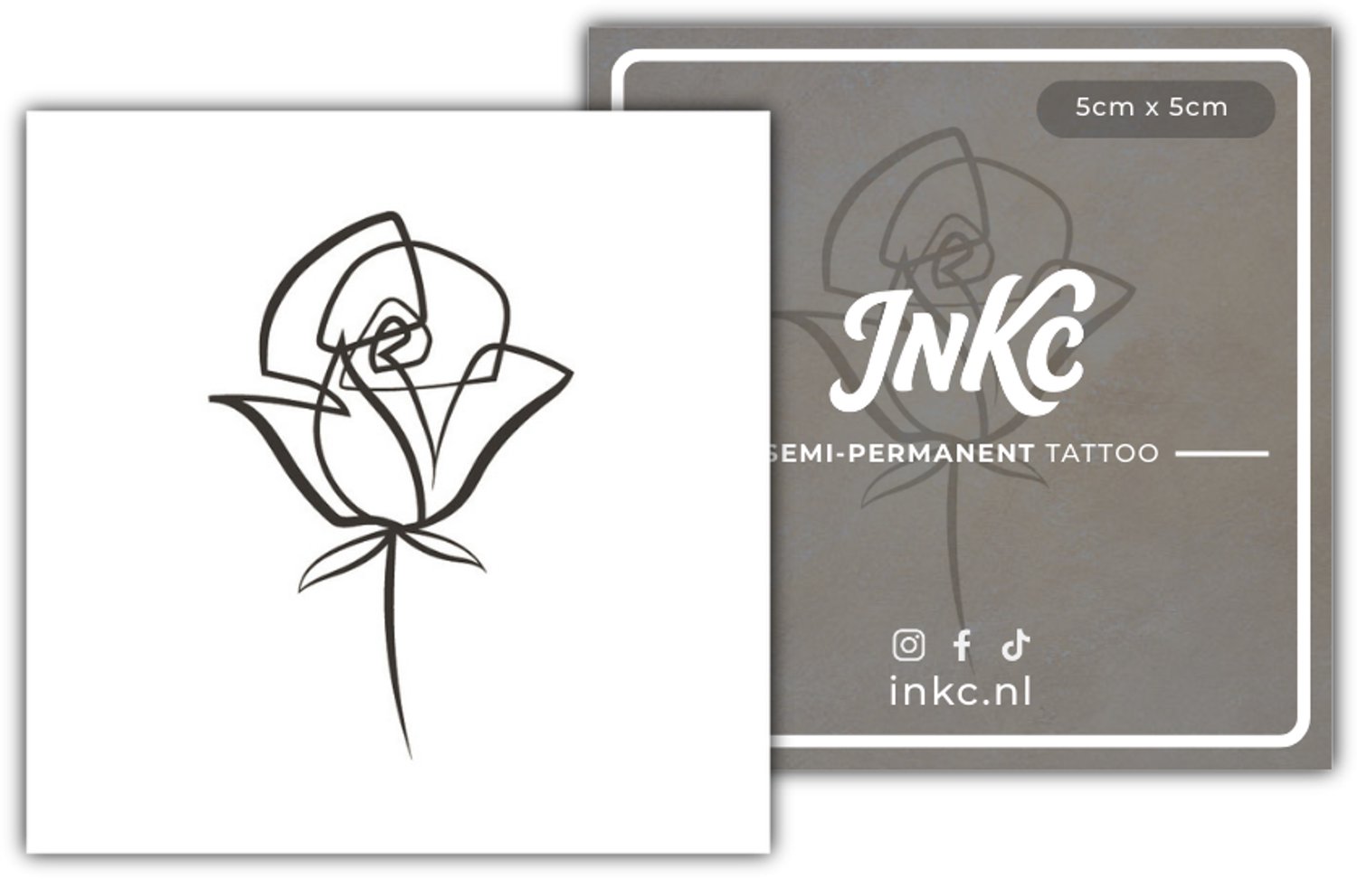 INKC - Tijdelijke Tattoo - Roos Abstract - Nep Tattoo - Plak Tattoos - Blijft tot 2 weken - 5 x 5cm