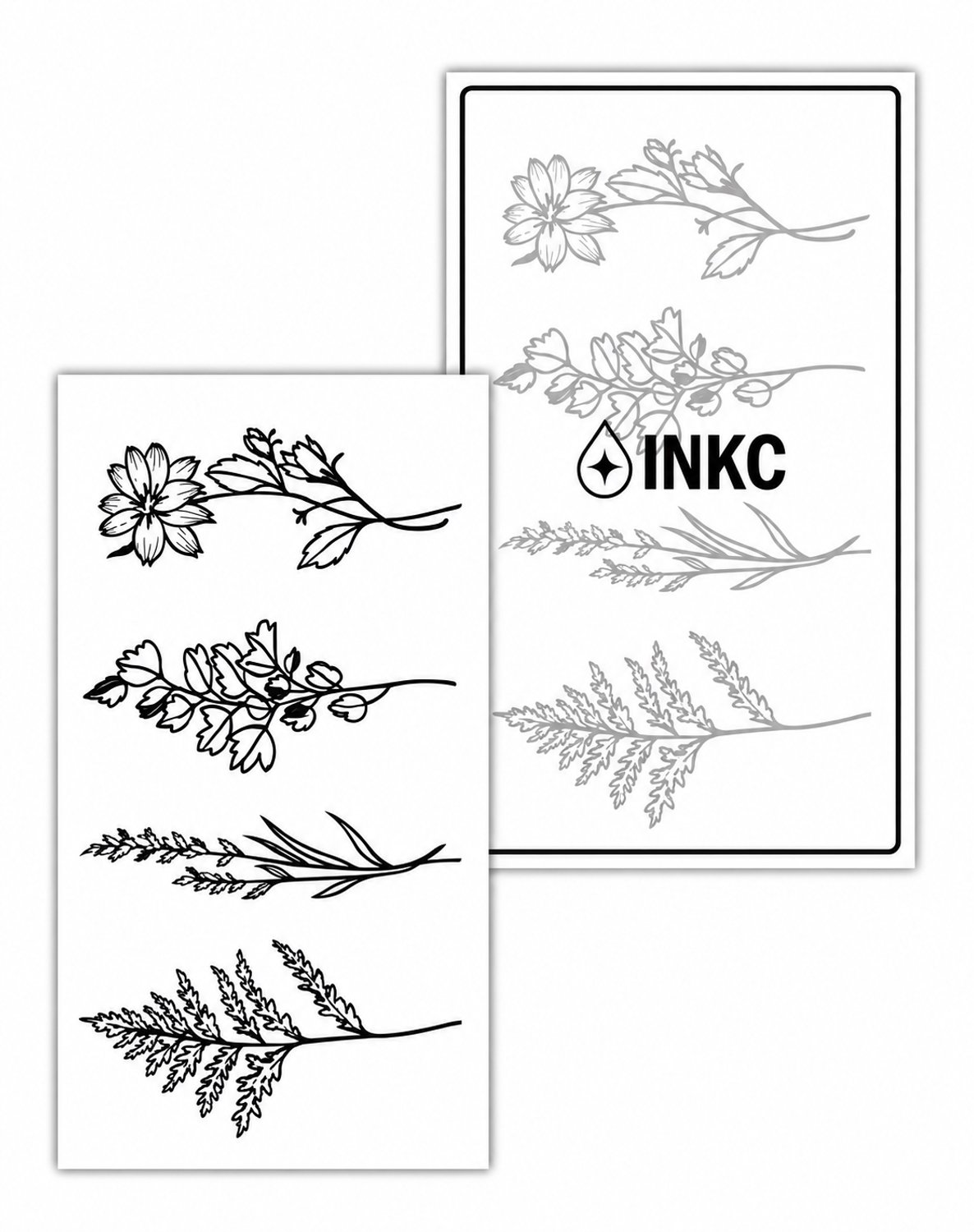 INKC - Tijdelijke Tattoo - Bloemen Set - Nep Tattoo - Plak Tattoos - Blijft tot 2 weken - 7 x 11cm