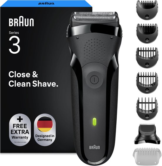 Braun Series 3 300BT - Elektrisch Scheerapparaat voor mannen - Flexibele Scheerbladen - Baardtrimmer Opzetstuk