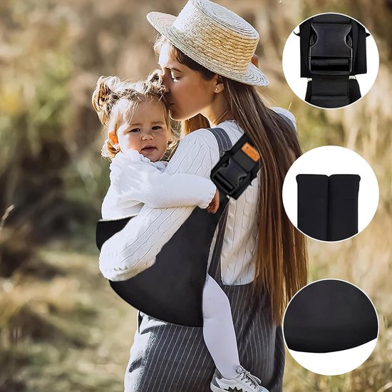 Verstelbare babydrager – veilig en comfortabel - 3 draagposities - Zwart - Draagzak - Draagzak Baby - Draagdoek - Draagzakken - Verstelbaar - Draagzak Peuter - Draagdoek Baby - Babydrager — afbeelding 3