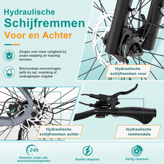 Hitway Elektrische Fiets BK S2 - E-Bike met 250W Middenmotor - 27.5*2.2 Inch City Commuter EBike met Afneembare 48V 15Ah Lithium Batterij - Maximale Actieradius 175 KM — afbeelding 4