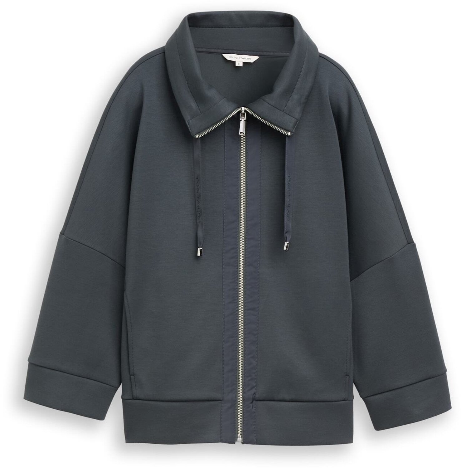 Tom Tailor - Scuba-sweatjack met boxy pasvorm - Maat XS - Darkest Olive