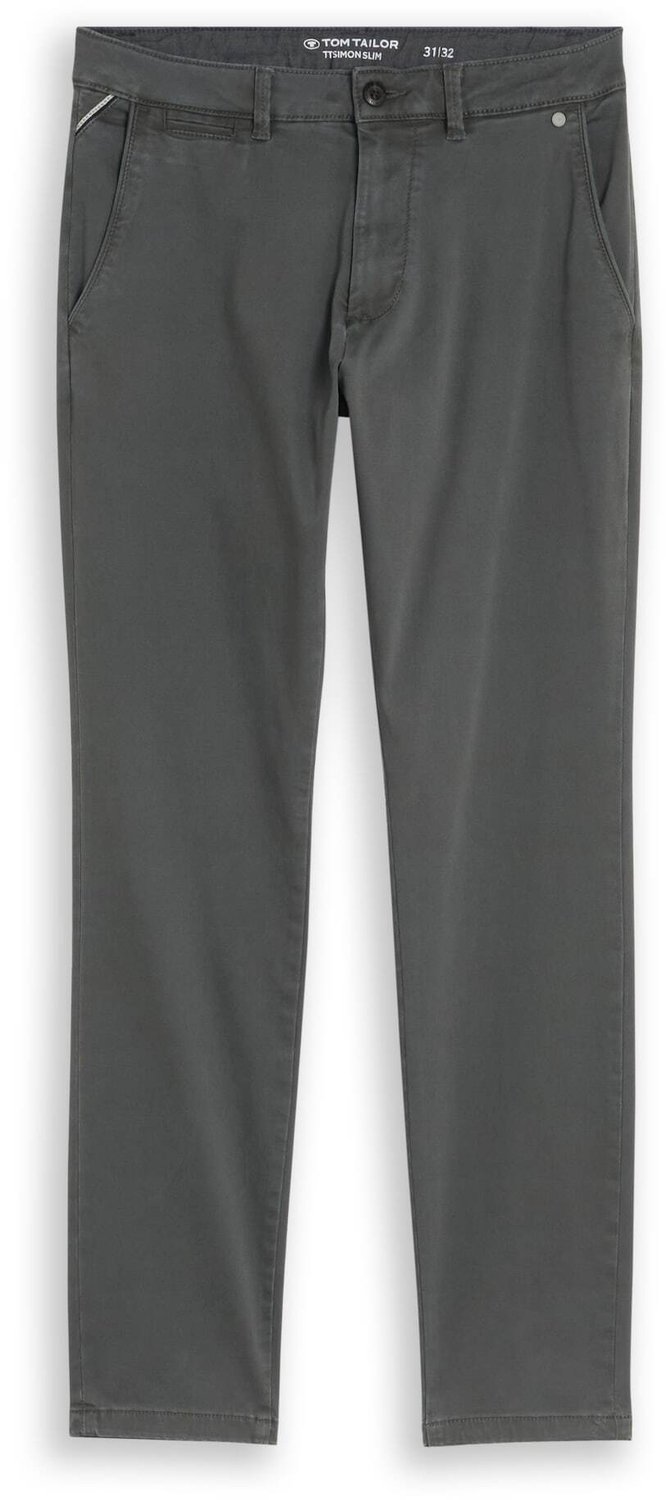Tom Tailor - TTSIMON SLIM chino met gewassen look - Maat 32/32 - Darkest Olive
