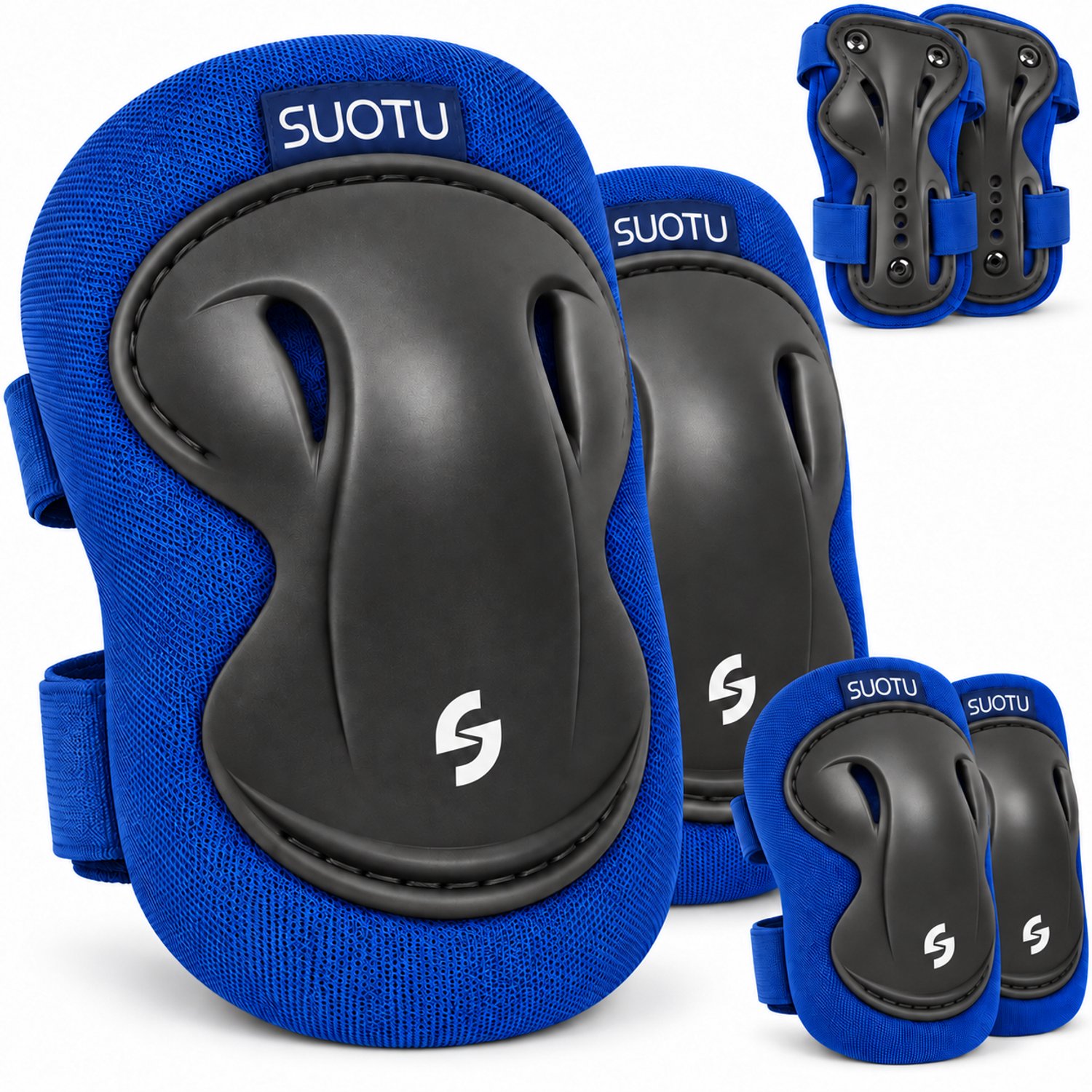 Suotu Skate Beschermset Kinderen Skate bescherming Skeeler Beschermset Blauwzwart