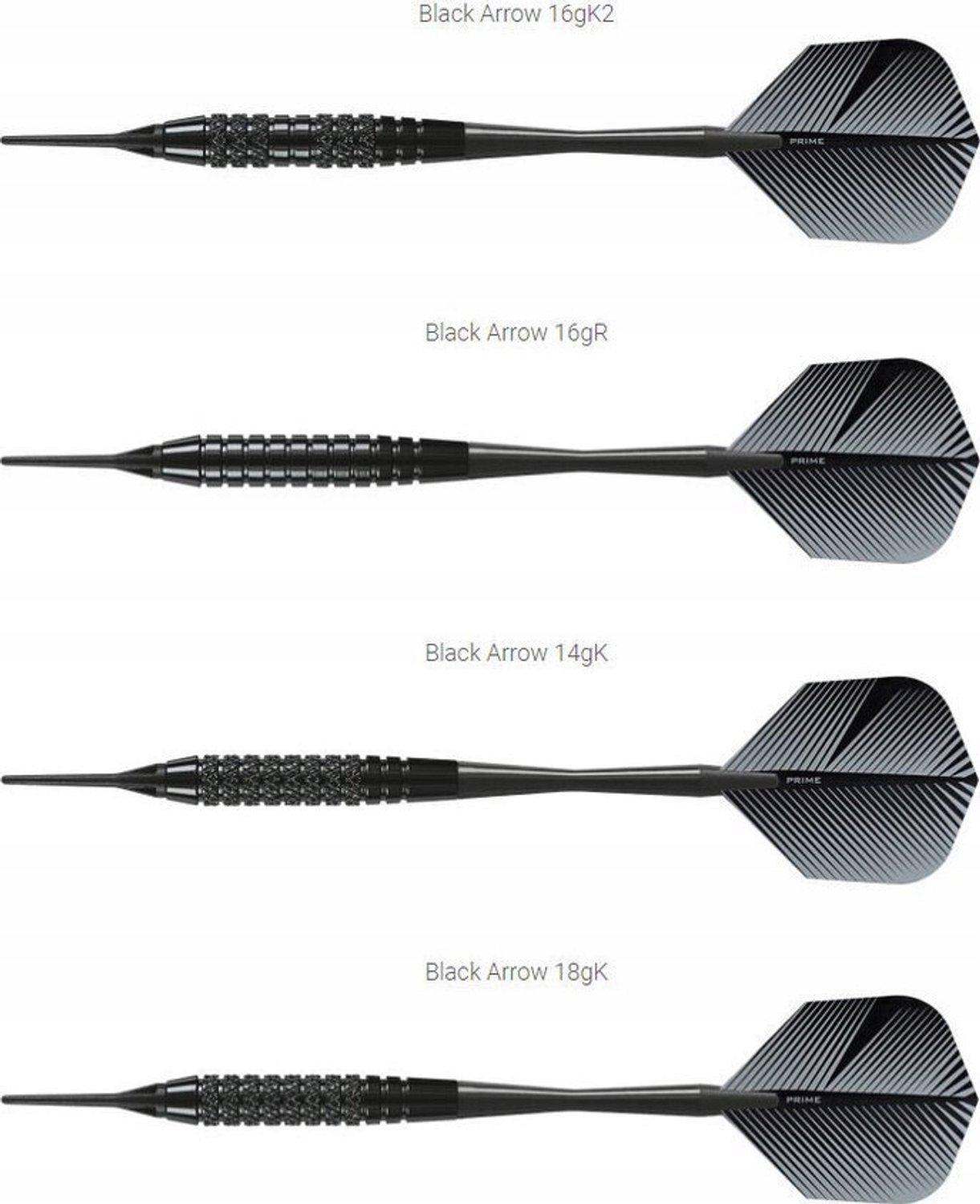 Harrows Black Arrow Softip Darts 16g - 3 Stuks