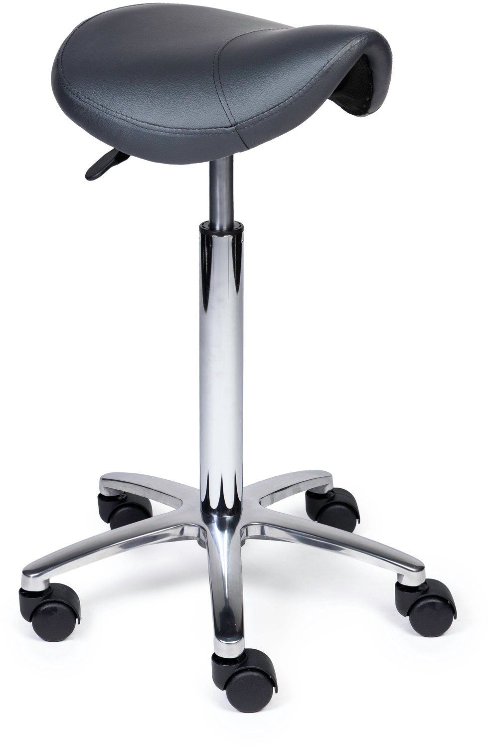 Ergonomische Zadelkruk XS Compact Grijs op Wielen Lage uitvoering (45-58cm) / Zonder voetensteun / Standaard wielen