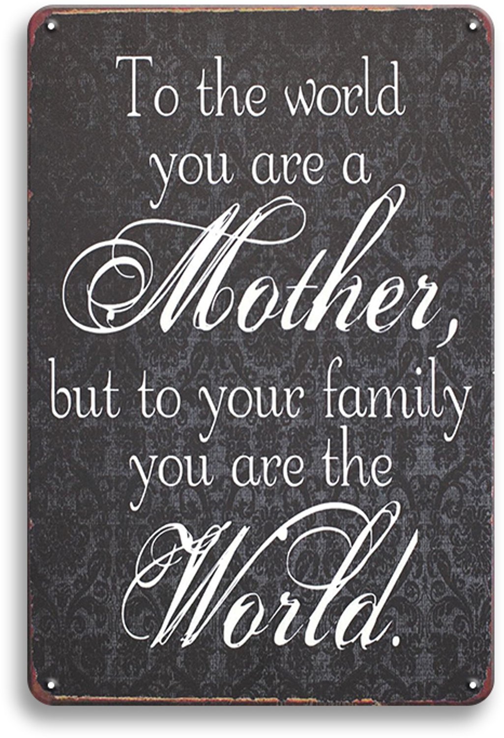 Mother World Metalen Wandbord 30x20cm – Retro Tekstbord – Vintage Wanddecoratie – Woonkamer Slaapkamer Mancave Decoratie