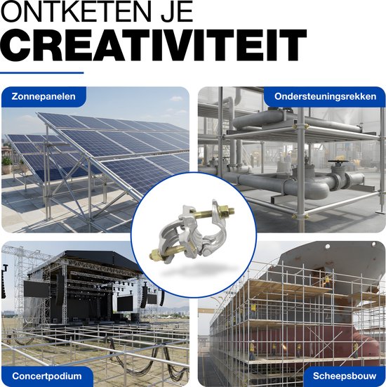GeZu Impex Steigerkoppeling Ø 48 x 48 mm | L | 90° | Set van 4 set van 4 Gegalvaniseerd draaikoppeling klem voor steiger