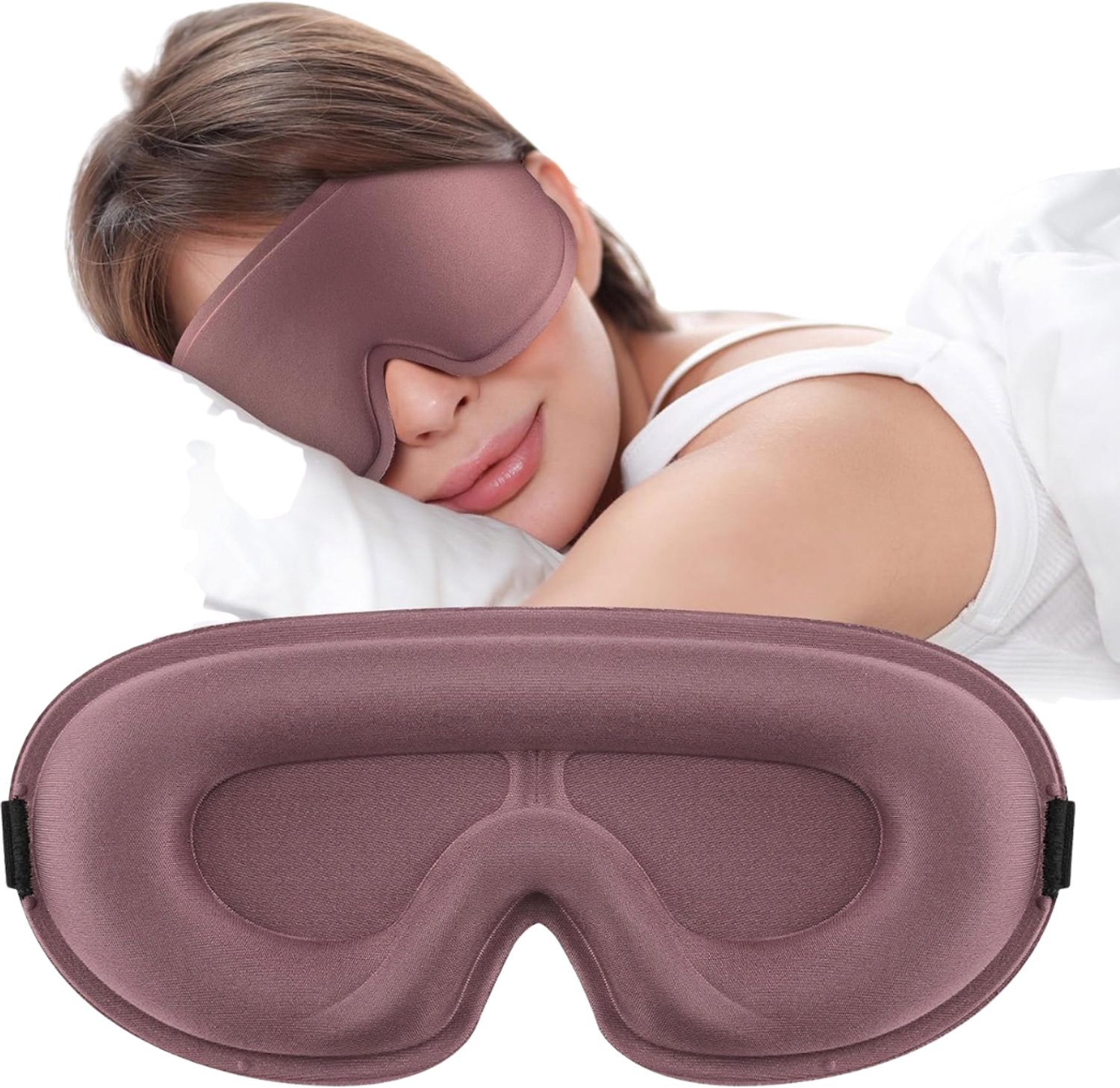 Verte - Slaapmasker - 3D-Slaapmasker Voor Zijslapers - Verstelbare Elastische Band - Lichtdicht En Ademend - Oogmasker Voor Mannen En Vrouwen - Voor Op Reis - Op Kantoor En Bij Yoga - Bonenpasta - Roze