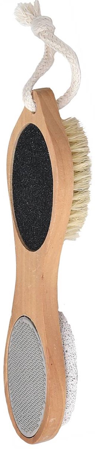 Brosse pour soins des pieds en bois 4 fonctions naturel
