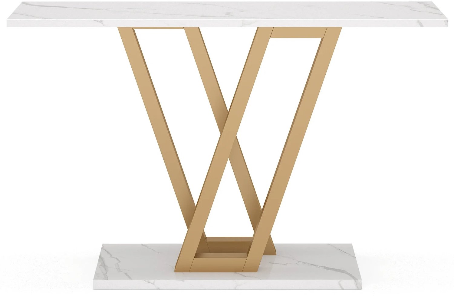 ArtiZo Consoletafel - haltafel - sidetable - kleur: wit / goudkleurig - metalen onderstel - industrieel - 110x30x80cm (lxbxh)