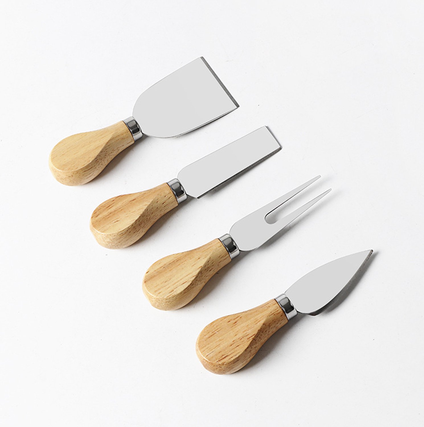 Repus - Set van 4 - Kaasmesjes - Kaasmessen Set - Klein - RVS - Houten handvat - Geschenk