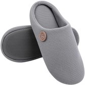 Olanly - Heren Pantoffels - Open Slippers - Zachte Winterpantoffels - Anti-slip - Lichtgrijs - 38-39 - Geschikt voor voetlengte van 24 cm