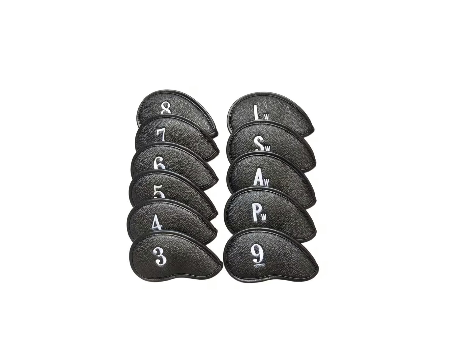 Golffmaniac - Golfclub covers - Zwart - Set van 10 - Luxe leer look