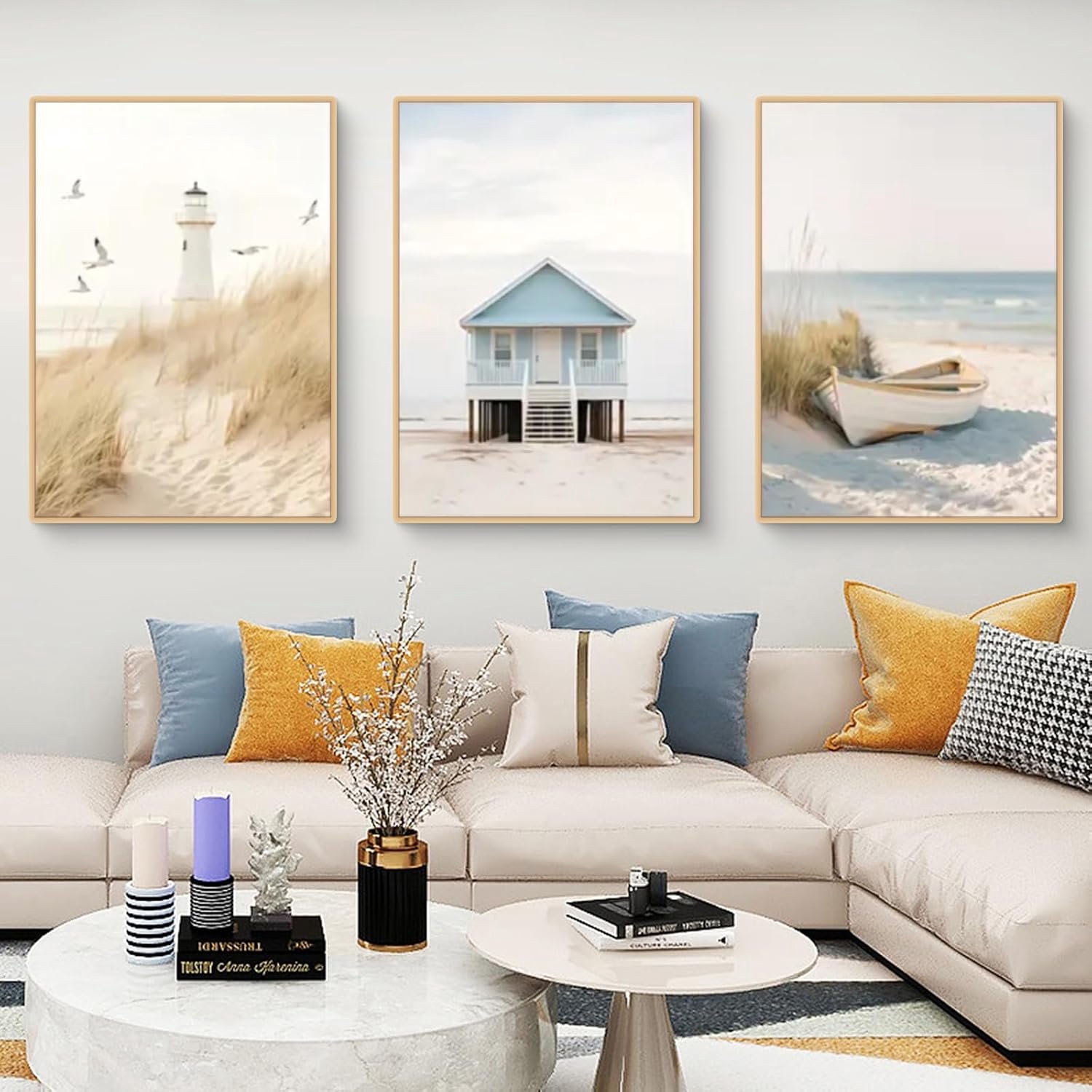 Set van 3 Posters: Strand & Zee, Moderne Wanddecoratie Canvas (40x50cm)