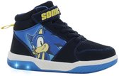 Donkerblauwe Sonic sneaker met oplichtende zool en afbeelding van Sonic.