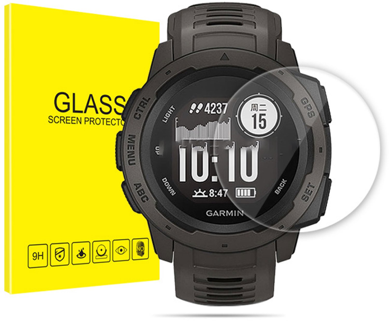 Garmin Instinct 2 Schermbeschermer (2-pack), Gehard Glas [EZ Fit]