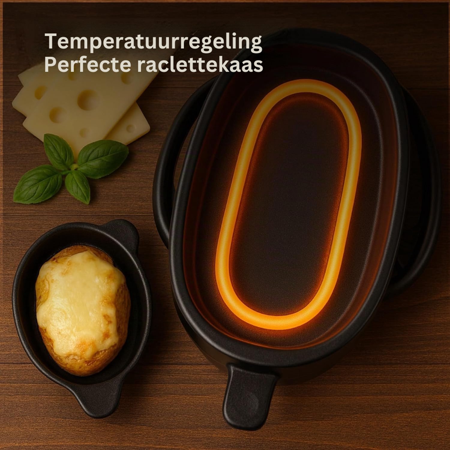 SNJY® Gourmetstel - Gourmetplaat - Gourmet Elektrisch - 8 Personen - 1400 W - Rond - Zwart – foto 3