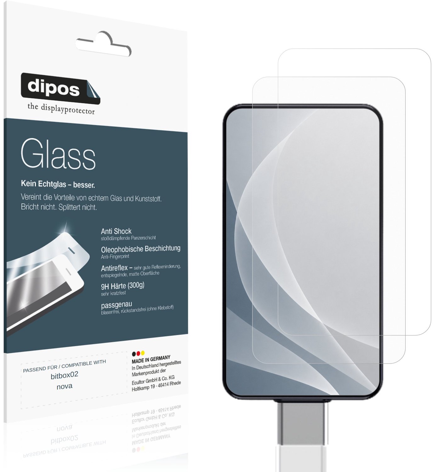 dipos – 2x Matte Pantserfolie geschikt voor bitbox02 nova | 9H Screenprotector