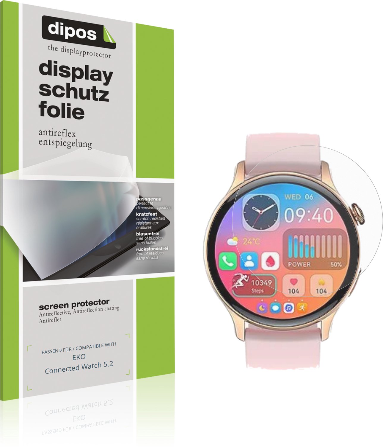 dipos – 6x Matte Beschermfolie geschikt voor EKO Connected Watch 5.2 | Krasbestendige & antireflecterende Screenprotector Ultra-Thin