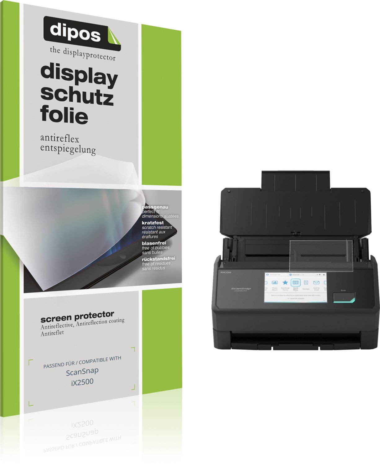 dipos – 2x Matte Beschermfolie geschikt voor ScanSnap iX2500 | Krasbestendige & antireflecterende Screenprotector Ultra-Thin