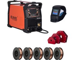 Kibani Lasapparaat 4-in-1 incl. 5 Rollen Lasdraad 5kg + Lashandschoenen, 3 Lasmagneten & Automatische Lashelm – Plasmasnijder en Lasapparaat in 1 – IGBT-Inverter-Technologie – MIG – MMA – TIG – CUT