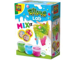 SES Creative Slime Lab Slijm Mix it met Kralen en Pompons - 3 x 120 g - Vanaf 3 Jaar - Schoencadeautjes Sinterklaas