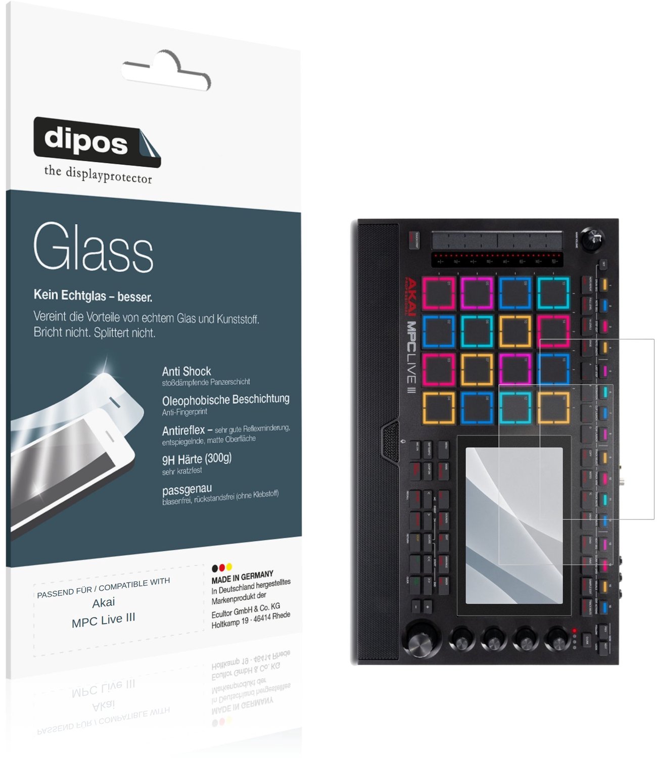 dipos – 2x Matte Pantserfolie geschikt voor Akai MPC Live III | 9H Screenprotector