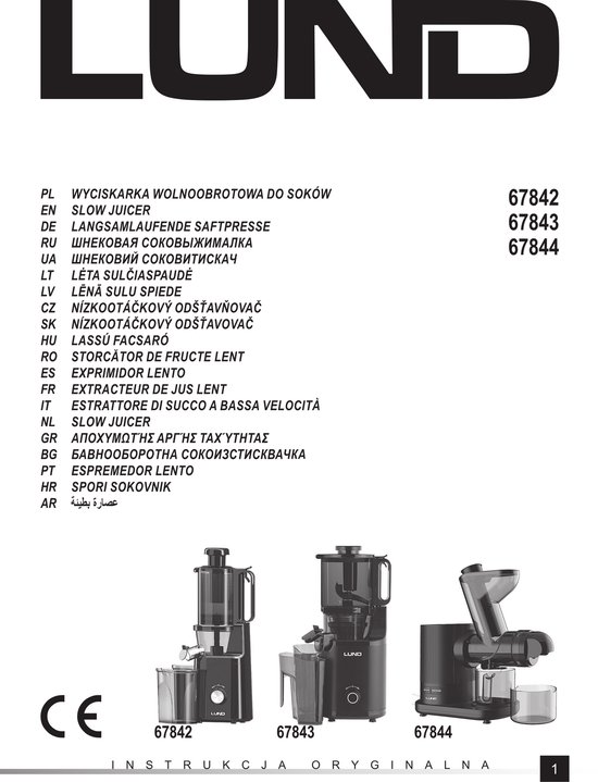 LUND 67842 Slowjuicer 250W - Trage Sapcentrifuge - Extra Grote 100 mm Vulopening - BPA-Vrij - Met Reversfunctie & Stille Motor (60 dB) - Inclusief Reinigingsborstel & 0.8L Sapkaraf — afbeelding 5