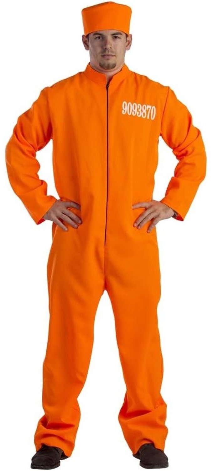 Gevangenis Kostuum voor Volwassenen - Multicolor - S - Jumpsuit met Pet - Voor Halloween en Themafeesten
