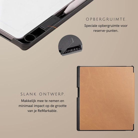 NorthLife ReMarkable Paper Pure book folio cover leren hoes - Cognac — afbeelding 5