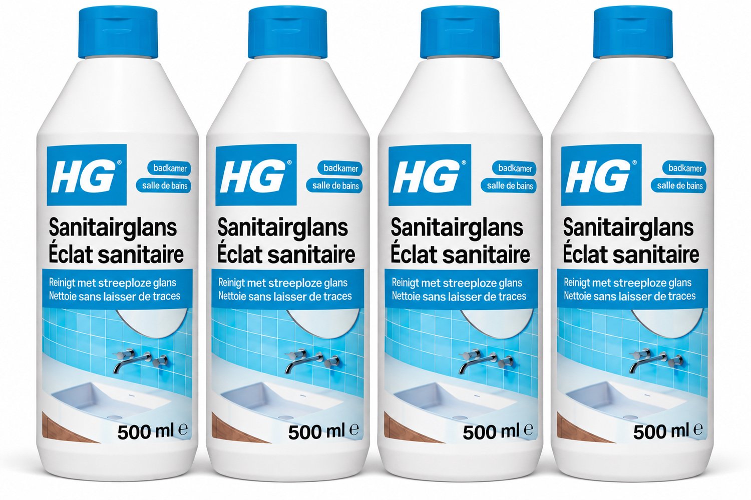 HG Sanitairglans 500 ml - Streeploze Reiniger voor Sanitair 4 x 500 ml