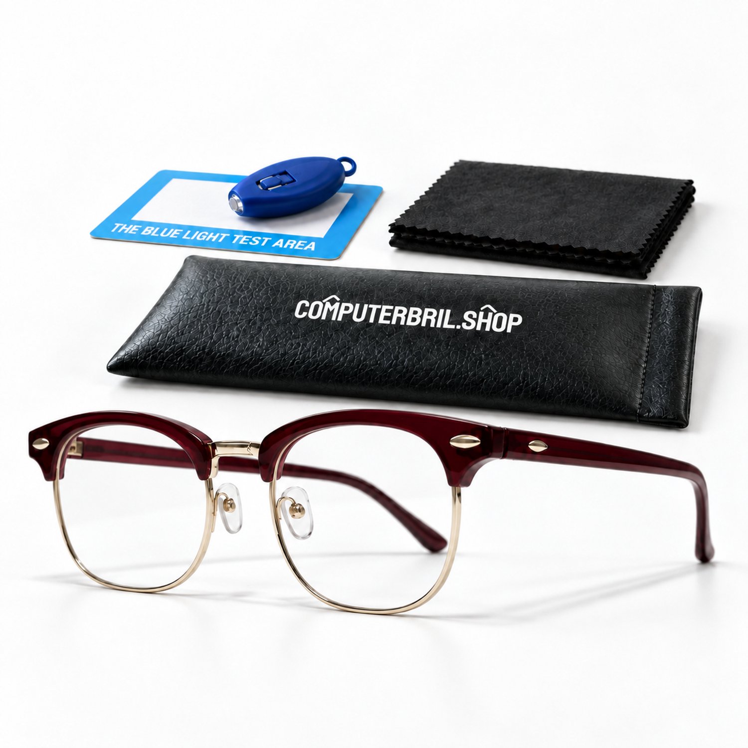 Blauw Licht Bril Zonder Sterkte - Computerbril - Beeldschermbril - Blue Light Glasses - Clubmaster - Bruin / Goud