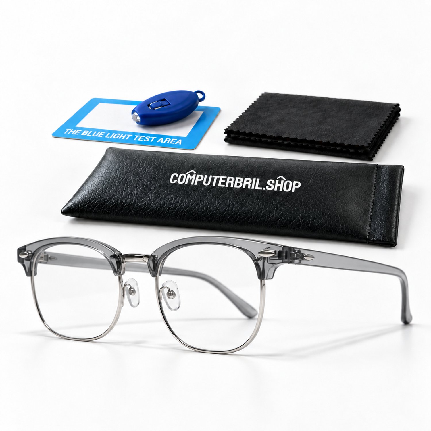 Blauw Licht Bril Zonder Sterkte - Computerbril - Beeldschermbril - Blue Light Glasses - Clubmaster - Grijs / Zilver