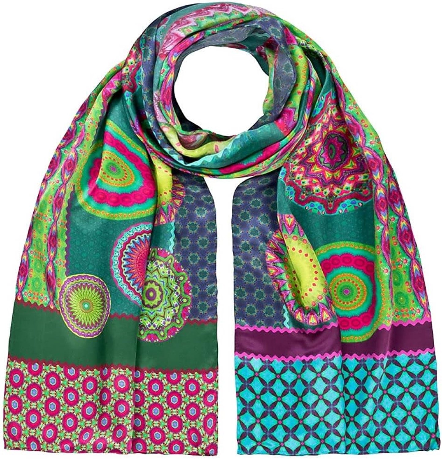 VON LILIENFELD Zijden Sjaal Dames - Luxe Magic Mandala Print 172x42cm
