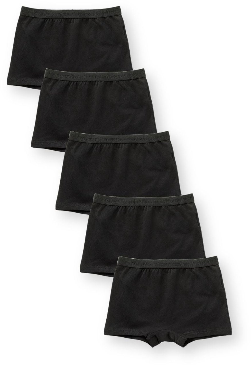 Minoti boxershorts meisjes effen met korte pijp - zwart - 5-pack