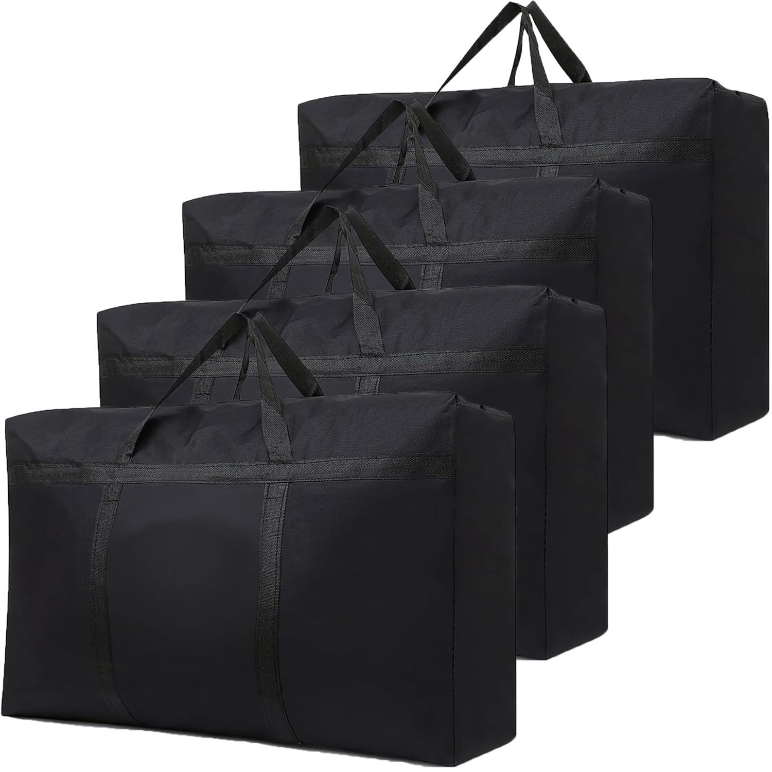 Famanu – 4 Stuks Opbergzakken met Rits, 120L, Waterdicht Oxford, Zwart