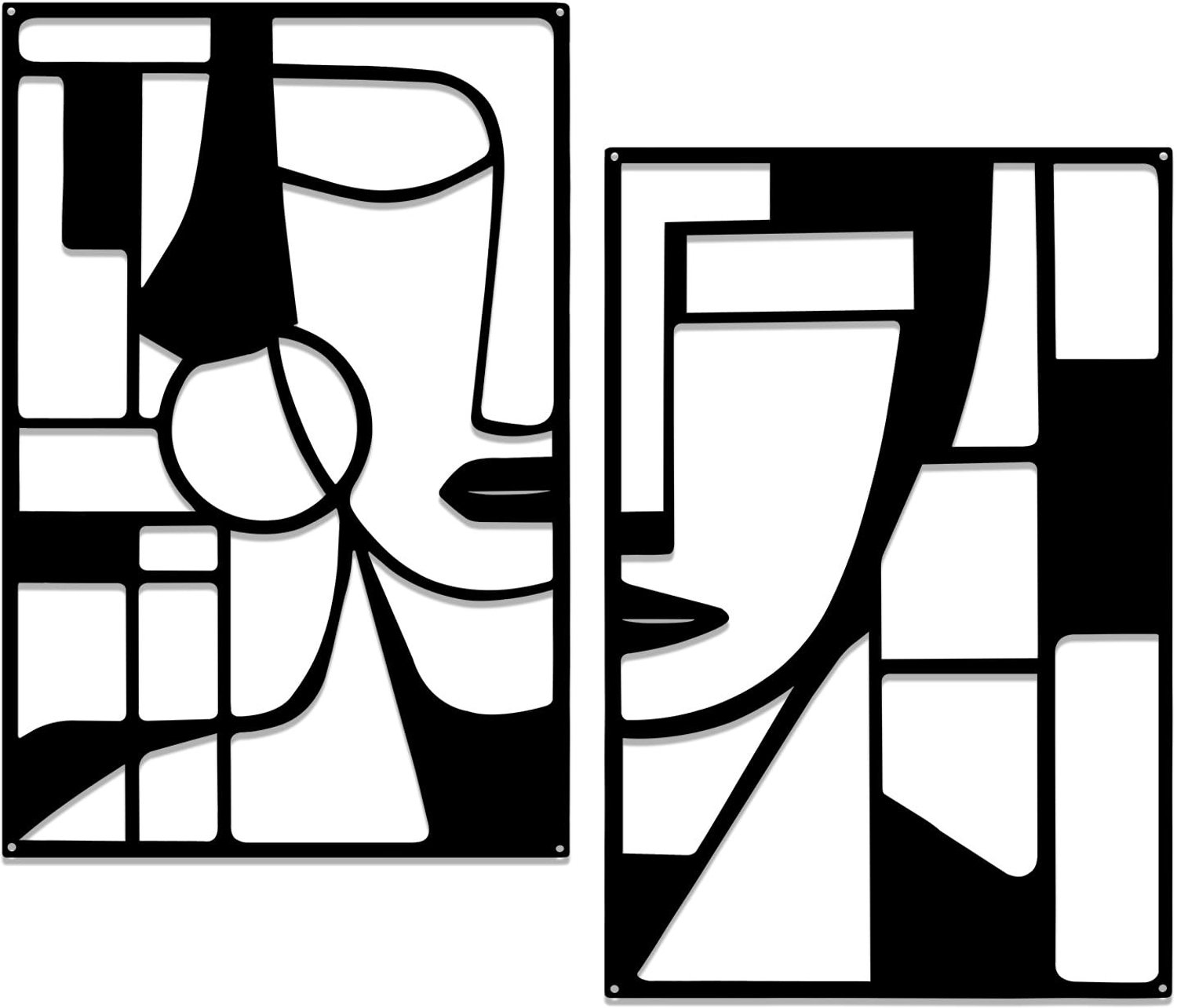 Famanu – Abstract Geometric Wanddecoratie van Metaal, 43,2 cm x 29,2 cm, Zwart