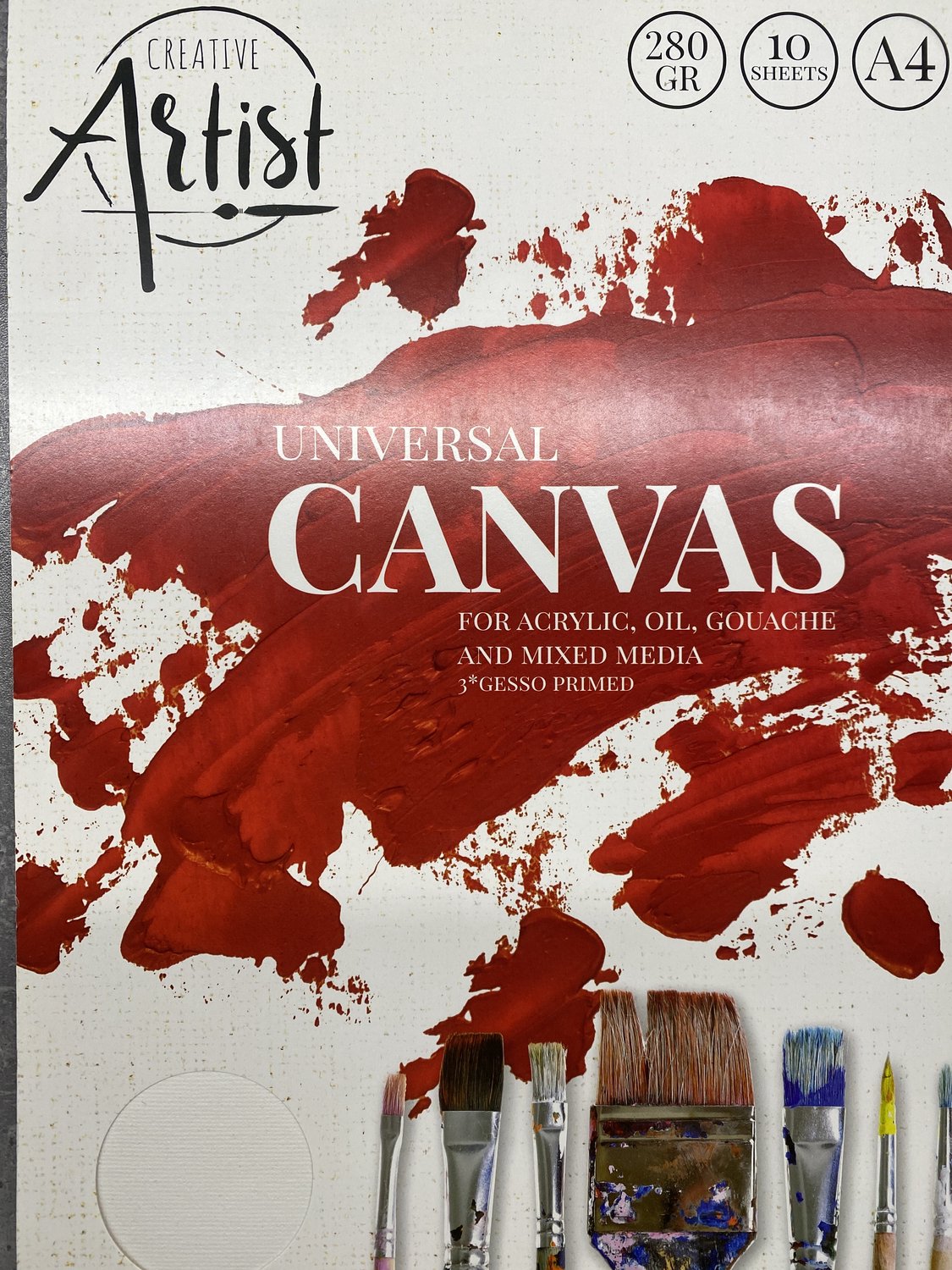 Canvas blok A4 10 vellen 280 grams - Creative Artist Universal Canvas voor Acryl, oil, Gouache en mixed media. - 3* Gesso primed - Canvas bladen