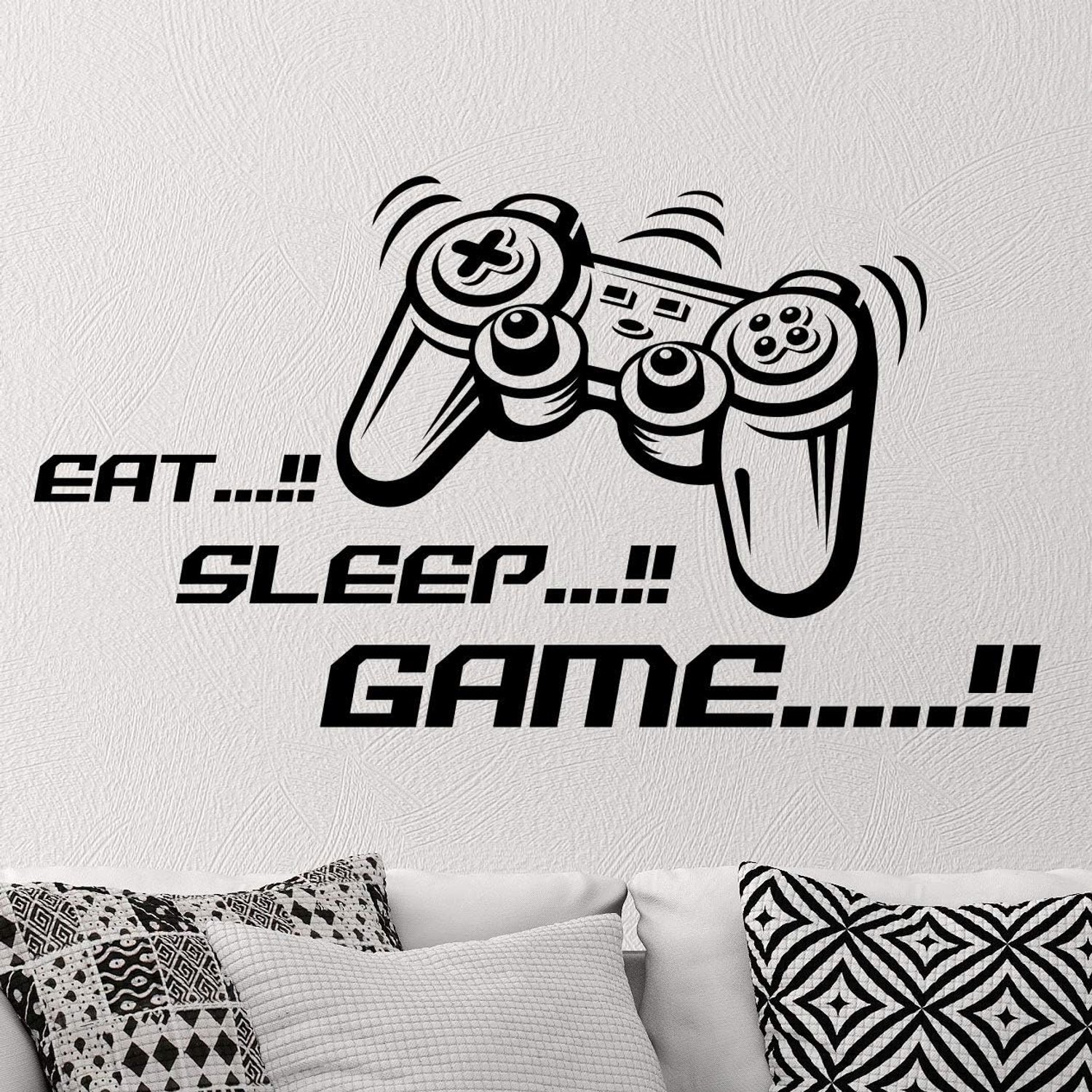Muursticker 'Eat Sleep Game' Joystick voor Kinderkamer
