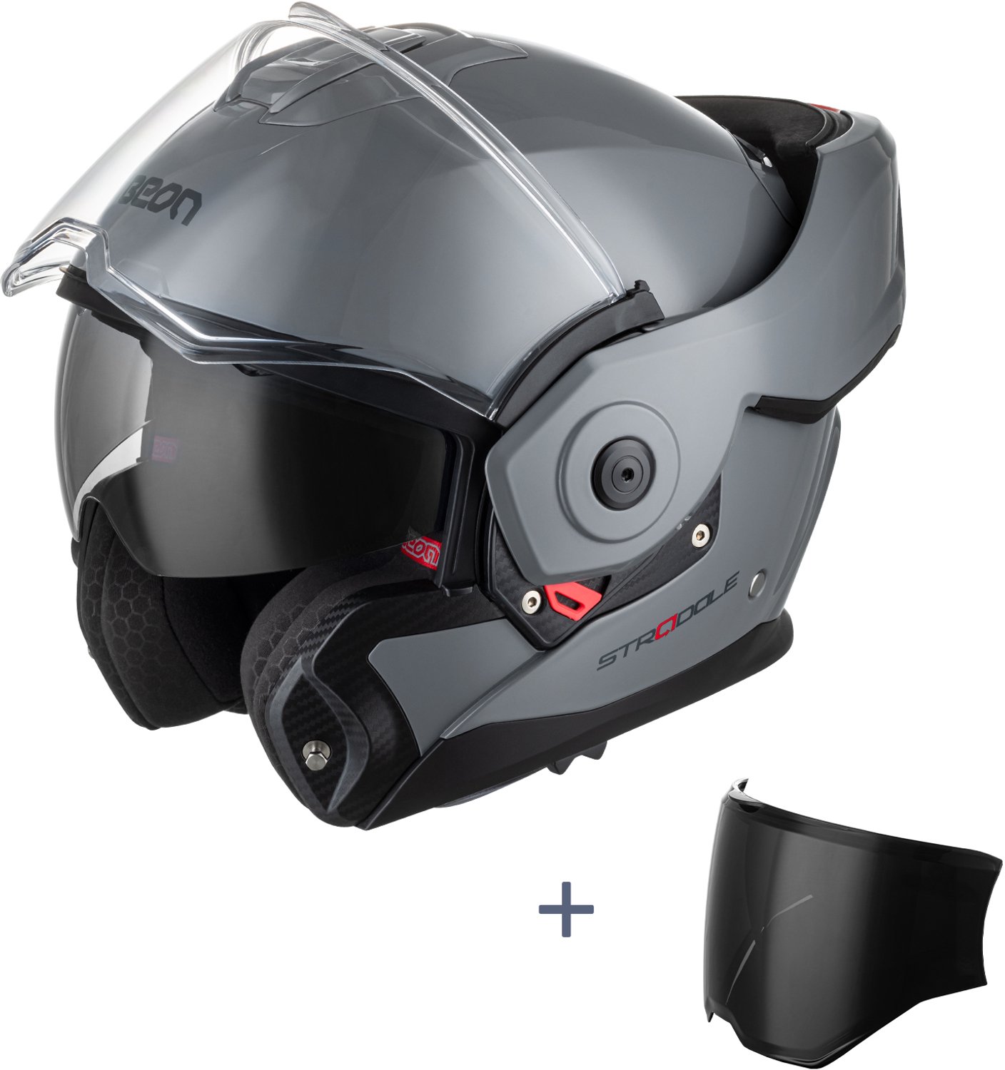 BEON Stradale Motorhelm - XS - Systeemhelm met Zonnevizier - 180º Verstelbare integraalhelm - Jethelm - Nardo Grijs