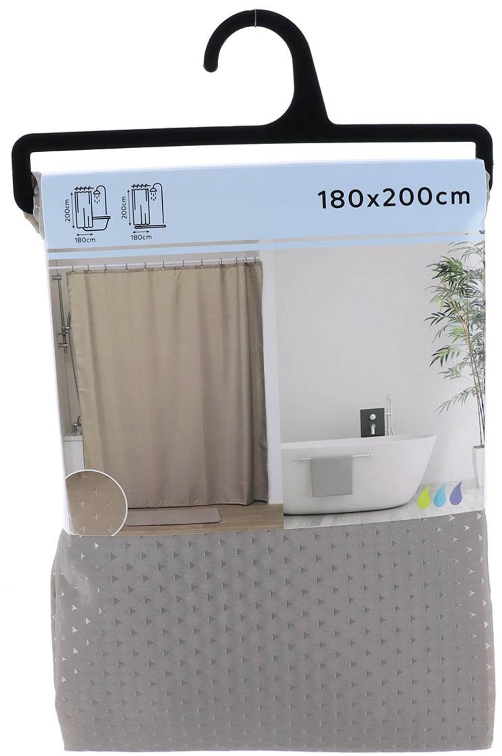 Rideau de douche en polyester à motifs diamants 180 x 200 cm taupe