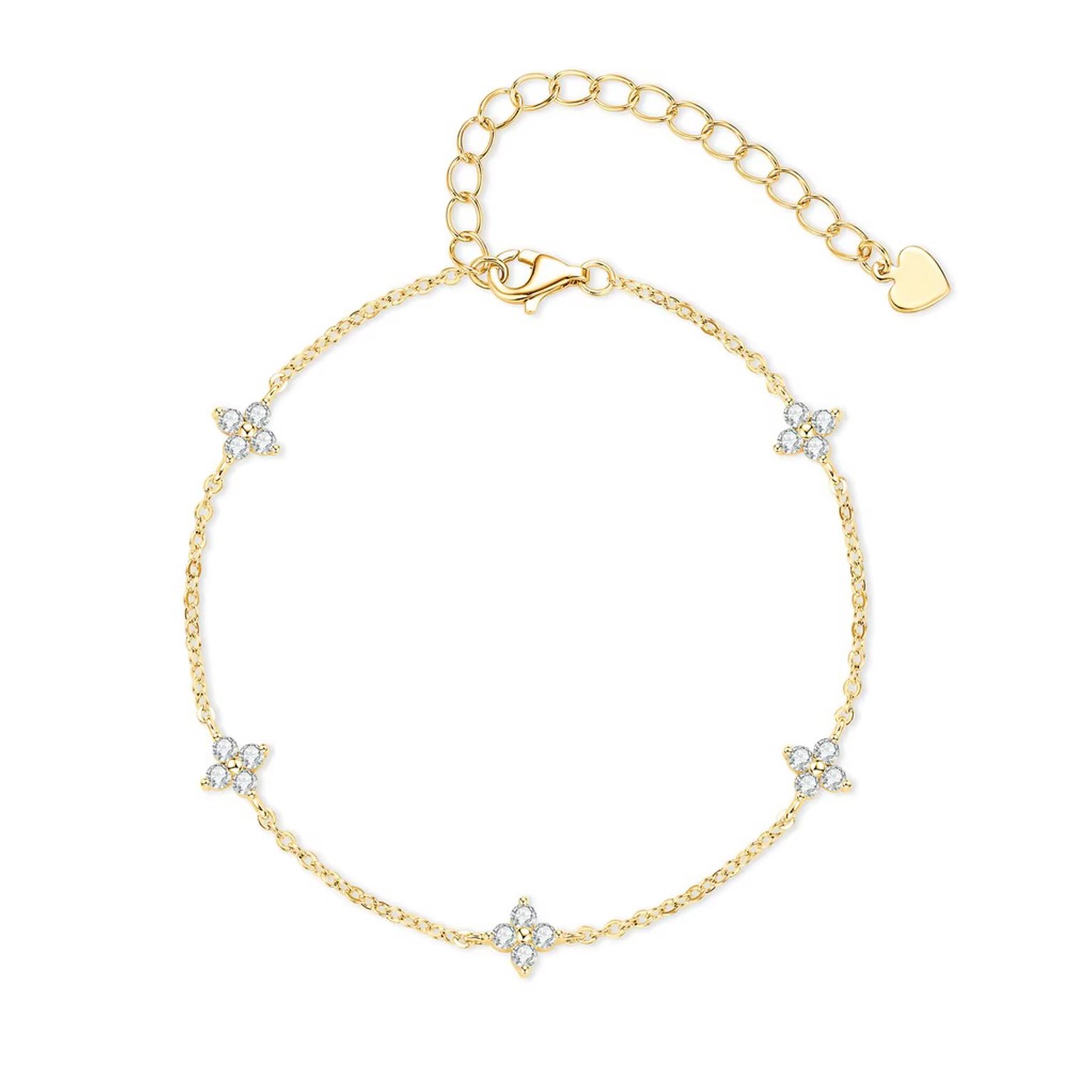 Selevie Armband Goud met Klavertjes van Moissanite - D VVS1 - Bracelet Gold Four Leaf Clovers