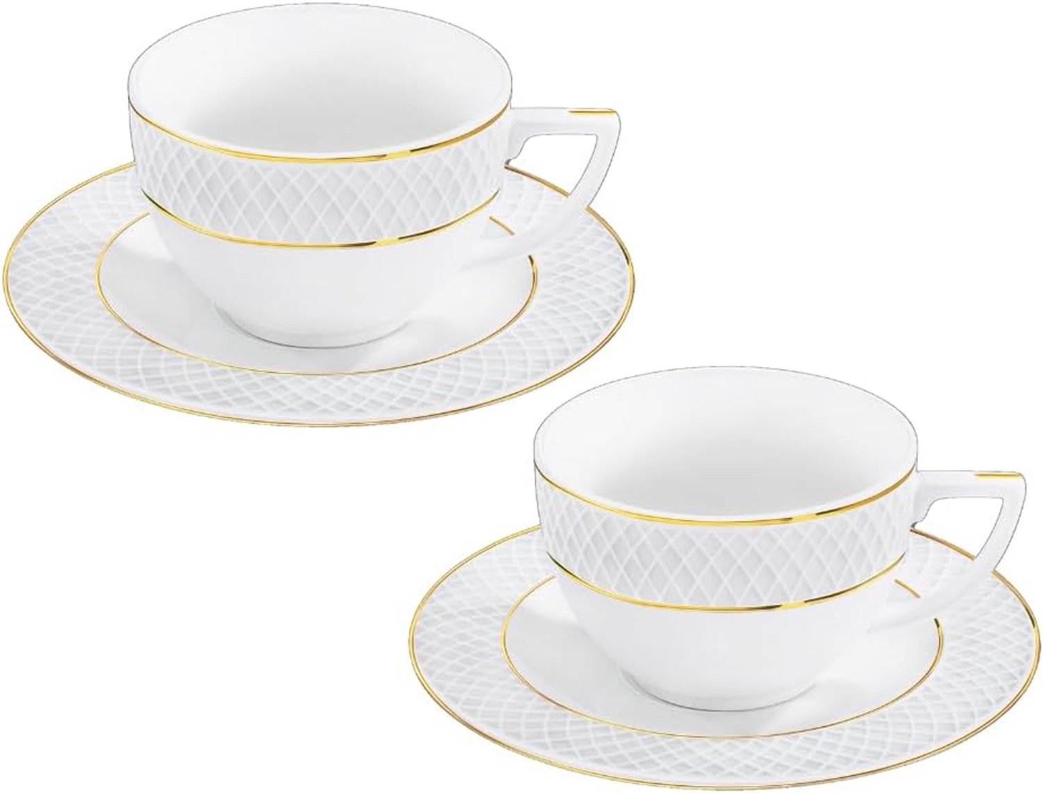 Wilmax England Theekop & Schotel Wit Porselein Goudrand 2-delig