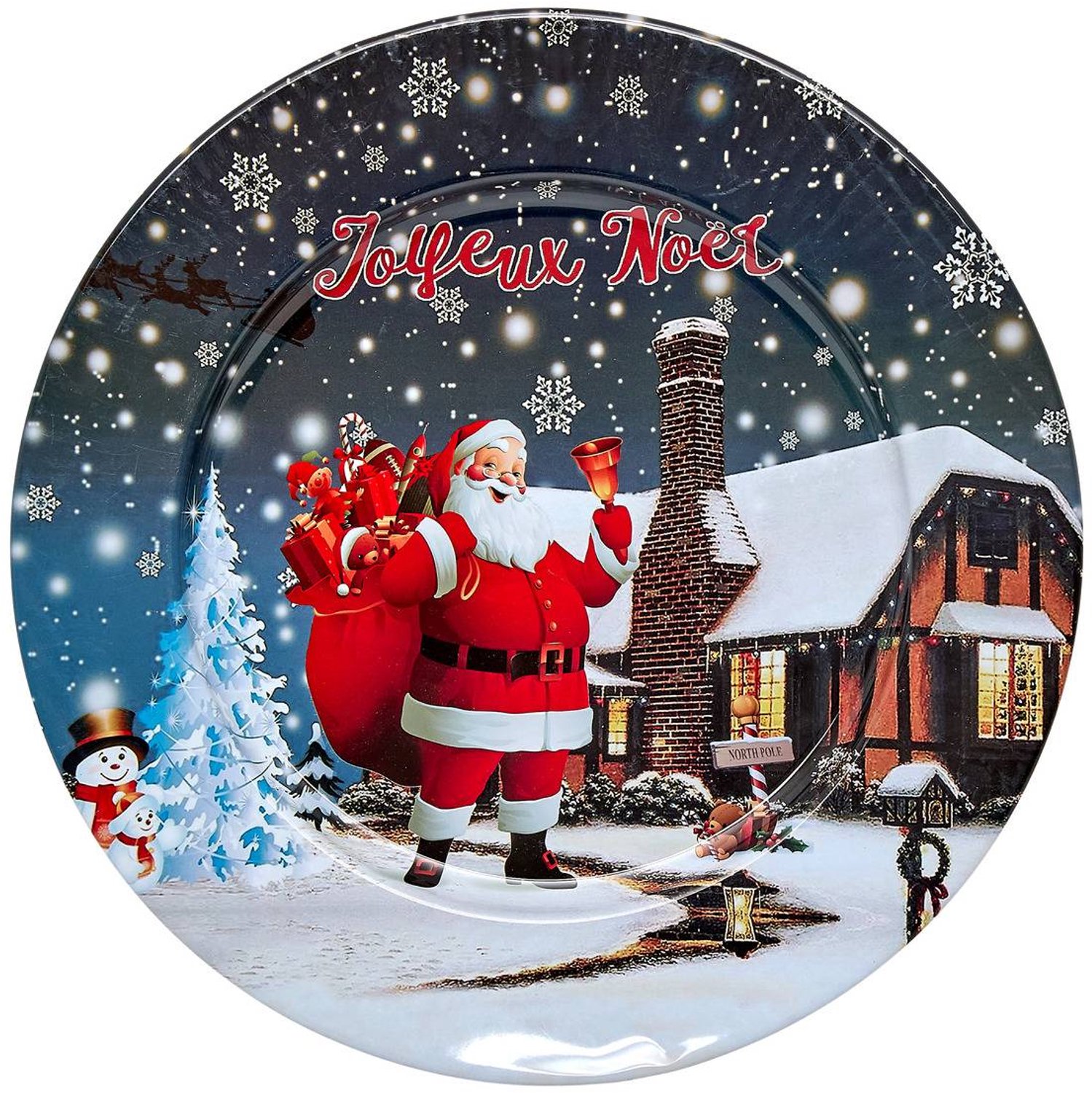 Assiette de présentation en métal motif joyeux Noël